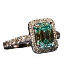 emerald ring with champagne stones